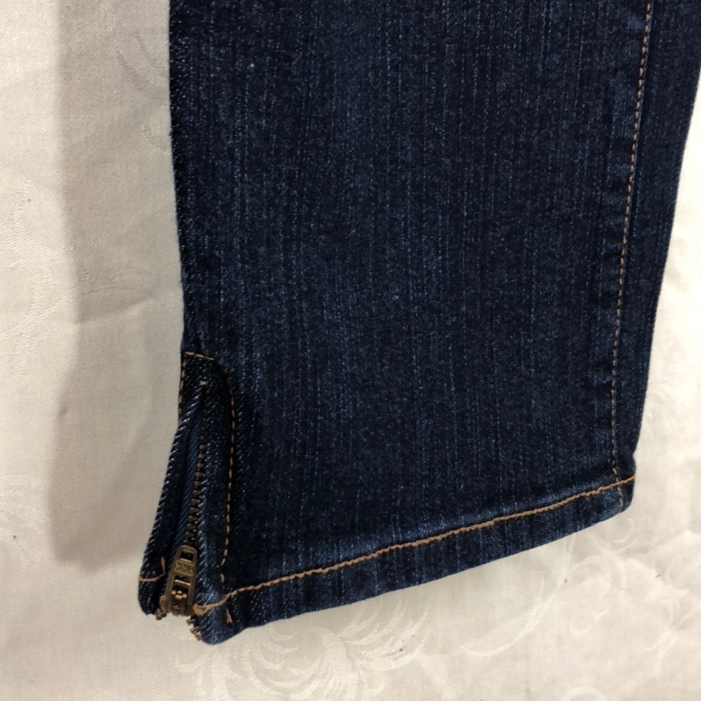 Bnwt - NYDJ 733 Cropped Jeans Blue Side Leg Zipper - Picture 4 of 8